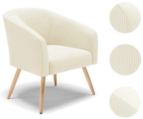 Poltrona Decorativa Pé Palito Natural Stella Cotelê Ext/Veludo D03 - D'Rossi - Off White