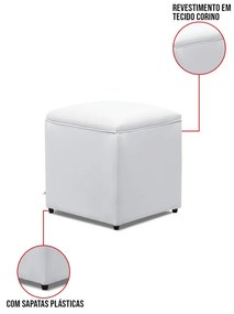 Puff Decorativo Quadrado para Sala Lígia Sintético E03 - D'Rossi - Branco