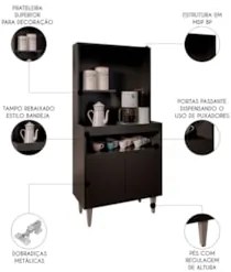 Armário de Cozinha 2 Portas Cantinho do Café 70cm Bella Z34 Preto - Mp