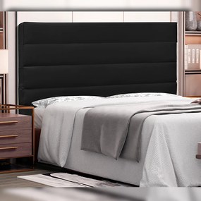 Cabeceira Decorativa 1,40M Guess PU Preto G63 - Gran Belo