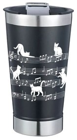 Copo Térmico Gato Musical Preto Com Tampa e Abridor Chopp