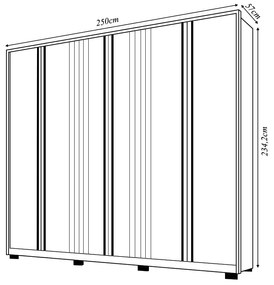 Guarda Roupa Casal Nilus 250cm com 6 Portas 4 Gavetas Ripado MDP Freijo/OffWhite G11 - Gran Belo