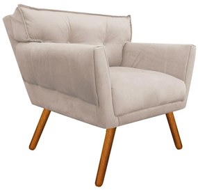 Kit 2 Poltronas Anitta Suede Pés Palito Castanho D03 - D'Rossi - Bege