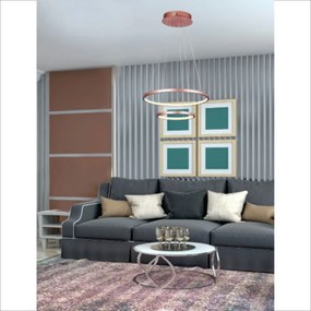 Pendente Orlo Duo Anel Redondo Duplo Ø50Cm Led 40W 3000K Bivolt Cobre... (CB-M = Cobre)