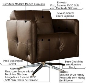 Kit 4 Poltronas Giratória para Sala de Estar Astana Couro Capucino G40 - Gran Belo