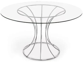 Mesa Jantar Wassi Tampo Vidro Base Cromada 120cm - 41127 Sun House