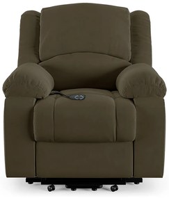 Poltrona do Papai Reclinável Melim Elevação Lift Elétrico Veludo FH1 - D'Rossi - Capuccino