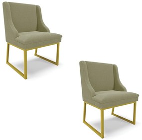 Cadeira Sala de Jantar Industrial Dourado kit 2 Liz Bouclê D03 - D'Rossi - Verde Pistache