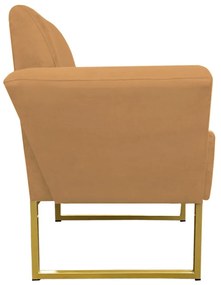 Poltrona Dora Suede Base Metálica Dourado D'Rossi - Caramelo Sisal