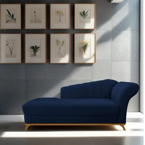 Recamier Vanessa 185cm Lado Esquerdo Suede Azul Marinho - ADJ Decor