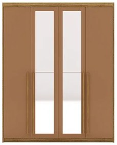Guarda Roupa Com Espelho Dubai 4 Portas Nature/Camarim - Vila Rica Móveis