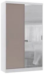 Guarda Roupa Solteiro 134cm Espelho Taiga Branco/Cinnamon L01 - Mpozen