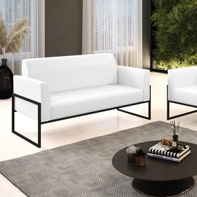 Sofá Namoradeira Base Industrial Alta Preto Marisa Corano D03 - D'Rossi - Branco