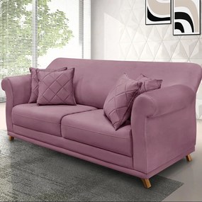 Sofá Decorativo 180cm 2 Lugares com 4 Almofadas Armstrong Veludo Uva G63 - Gran Belo