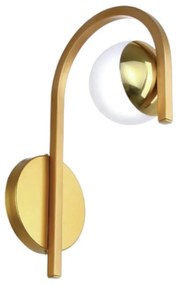 Arandela Curva 22X12X33Cm Metal E Globo Ø10Cm 01Xg9 |Old Artisan Ar-55... (COBRE FOSCO / COBRE BRILHO, AMBAR)