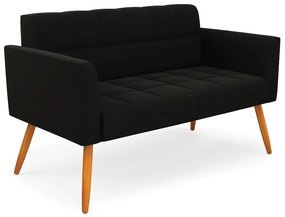 Sofá Namoradeira Elisa Suede Pés Palito Castanho - D'Rossi - Preto