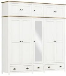 Guarda Roupa Casal 221cm 10 Portas 3 Gavetas Lázio Branco/Freijó F07 -