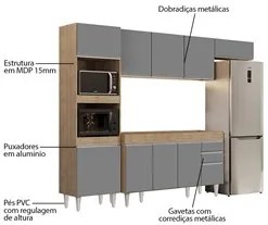 Armário de Cozinha Modulada 4 Peças CP10 Balcão Castanho/Preto - Lumil