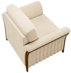 Poltrona Decorativa Sala de Estar 102cm Pés Madeira Roya Z32 Linho Cha