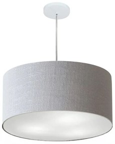Lustre Pendente Cilíndrico Md-4214 Cúpula em Tecido 55x25cm Rustico Cinza - Bivolt