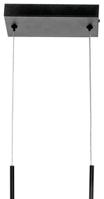 Pendente Retangular 100X22X18Cm Metal E Vidro Cristal Ø8Cm 06Xg9 | Old... (ALUMINIO ESCOVADO, CLEAR (TRANSPARENTE))