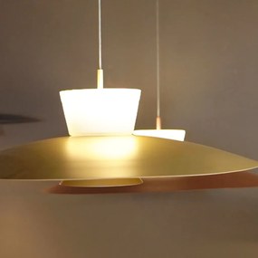 Pendente Rebatedor E Pontual Ø50X30Cm Disco Curvo Alumínio 01Xled 9W 2... (CHAMPANHE, 110v)