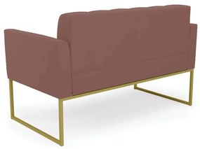 Sofá Namoradeira Elisa Veludo Base Metálica Industrial Dourado - D'Rossi - Rose