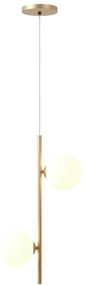 Pendente Vertical Slim Jabuticaba 10X23,5X48,5Cm Aluminio E 2X Globo Ø... (CHAMPANHE, FOSCO)