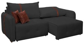 Sofá-Cama 2,30 m Retrátil e Reclinável 2 Lugares Elegance - Veludo Preto