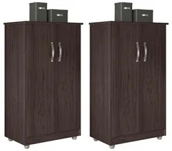 Kit 2 Armários Organizador Multiuso Rosana 2 Portas Castanho - AJL Móv