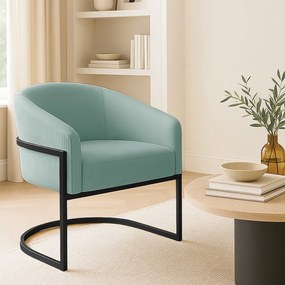 Poltrona Sala Industrial Preto Arielle Veludo Cotelê Menta D03 - D'Rossi