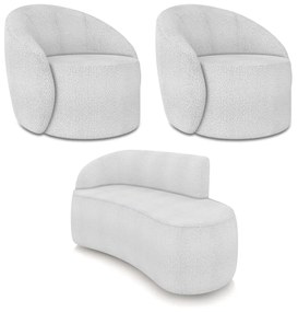 Sofá 2 Lugares Orgânico 140cm Morgan e 2 Poltronas Lua Bouclê D03 - D'Rossi - Cinza