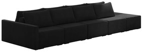 Sofá Ilha Modulado Milos 432cm Puff Lateral Veludo Preto G33 - Gran Belo