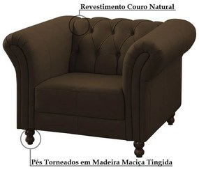 Poltrona Decorativa Maggiore Couro Conhaque G58 - Gran Belo