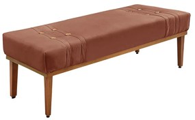 Divã Recamier Banco Base Madeira para Quarto Gênova 195cm Veludo S04 - D'Rossi - Cobre