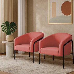Poltrona Sala Industrial Alta Preto Kit 2 Stella Suede D03 - D'Rossi - Rose