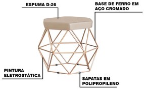 Puff Decorativo Base Gold Elsa Suede Bege G41 - Gran Belo