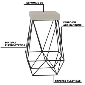 Kit 2 Banqueta Decorativa Kathy Base Preta Suede Bege G41 - Gran Belo