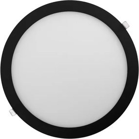 Plafon Led De Embutir Redondo Preto 24W Moldura - LED BRANCO QUENTE (3000K)