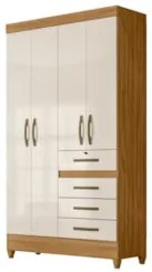 Guarda Roupa Solteiro 4 Portas 4 Gavetas 110cm Cabral Z17 Freijó/Off W