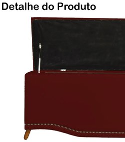 Calçadeira Baú Casal 140cm Greta Pés Palito Suede Bordô - Sheep Estofados