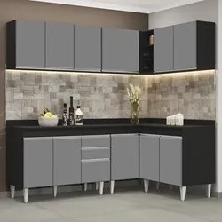 Armário de Cozinha Modulado de Canto 6 Peças CP29 Balcão com Tampo Pre