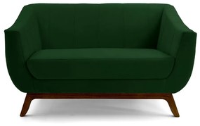 Sofá 2 Lugares Odeon D07 140cm Base Madeira Veludo Esmeralda - D'Rossi