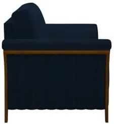 Poltrona Decorativa Sala de Estar 102cm Pés Madeira Roya Z32 Veludo Az