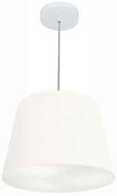 Lustre Pendente Cone Md-4155 Cúpula em Tecido 30/40x30cm Branco - Bivolt