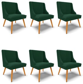 Cadeira Sala de Jantar Pé Palito Castanho Kit 6 Liz Boucle D03 - D'Rossi - Verde