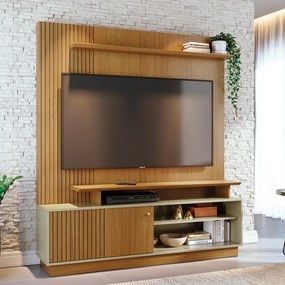 Estante de TV 65 Pol 160cm Sala de Estar Quirel M20 - D'Rossi - Cumaru e Opala