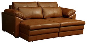 Sofá Decorativo Piece Bipartido Retrátil Sala de Estar 175cm Couro Conhaque G58 - Gran Belo