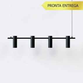 Pendente Tube Transpass Barra Linear Simetrico 5,7X16,7X95Cm Alumínio... (PRETO)