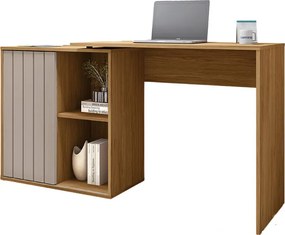 Escrivaninha Mesa Computador 140cm Tamires C01 - D'Rossi - Bege Amarelado/Cinza